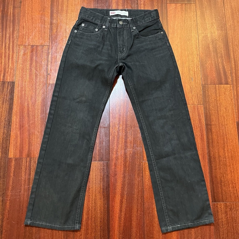 Levis Jeans Womens 12 Reg 26x26 505 Black Dark Gray Regular Straight Leg Grunge